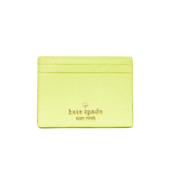 New Kate Spade Small Slim Card Holder Leather Lime Slushy - Picture 1 of 3